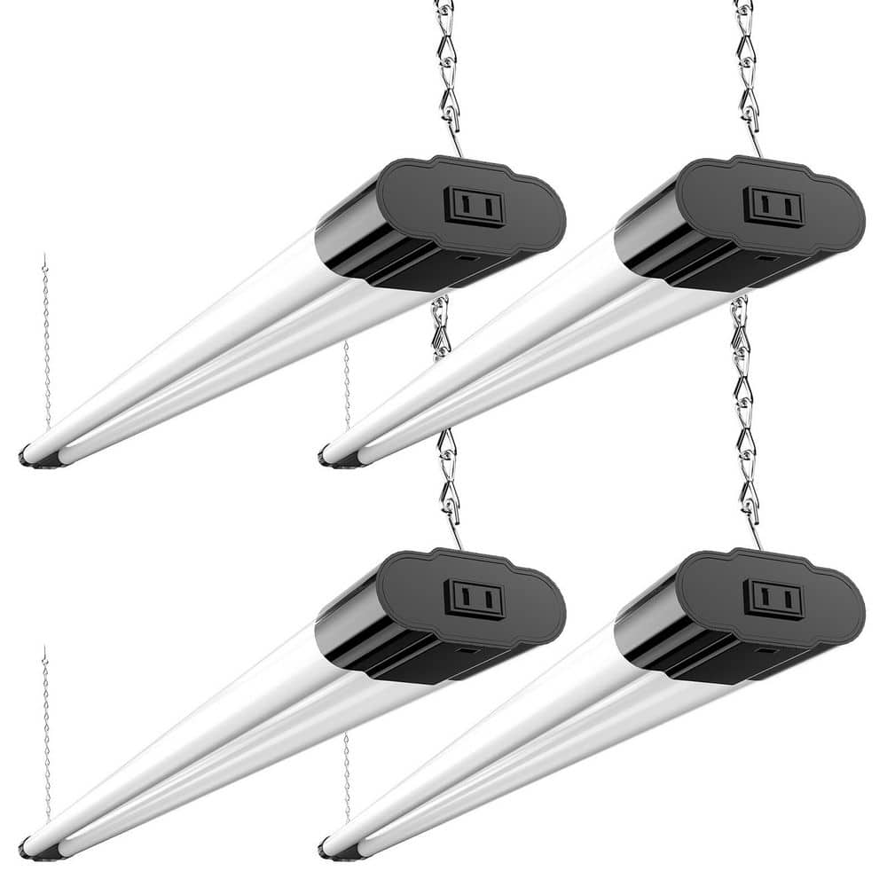 Linkable LED Utility Shop Light 4 ft. 40-Watt Integrated Fixture 5000K Daylight Black Surface+Suspension Mount (4-Pack) price history on PriceWatchPro