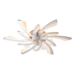 31 in. Indoor Chrome Petalaoid Style Ceiling Fan with Lighting Flush Mount with App Control and 7 ABS Blades