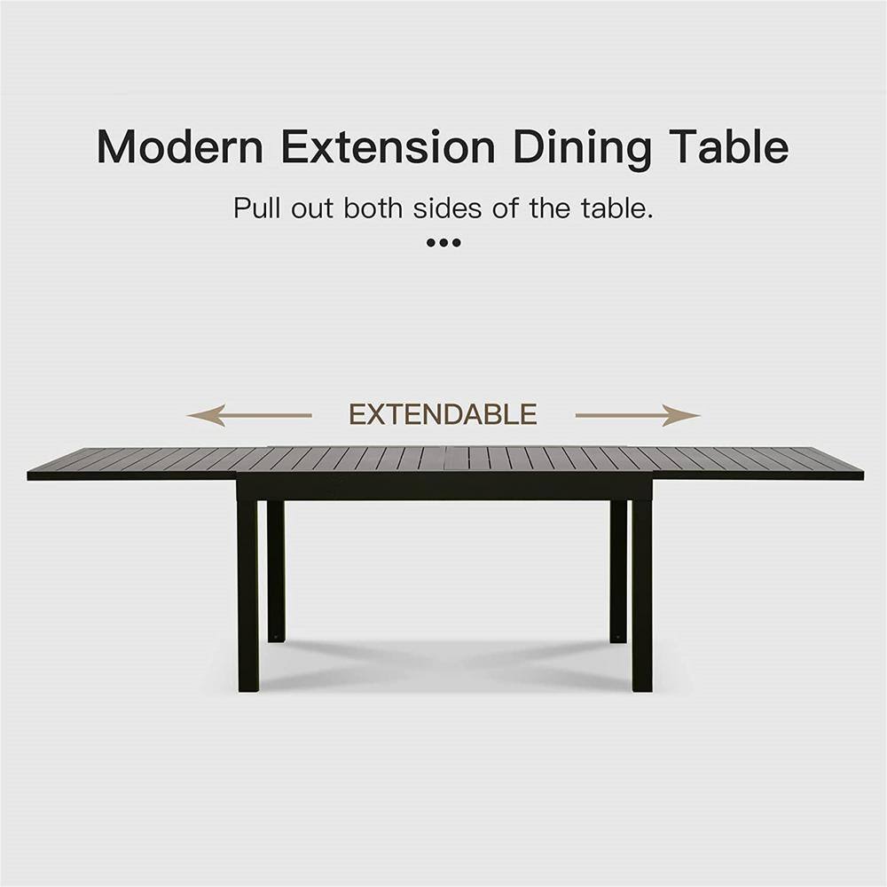 Gray Aluminum Extendable Outdoor Dining Table, 53"-106"