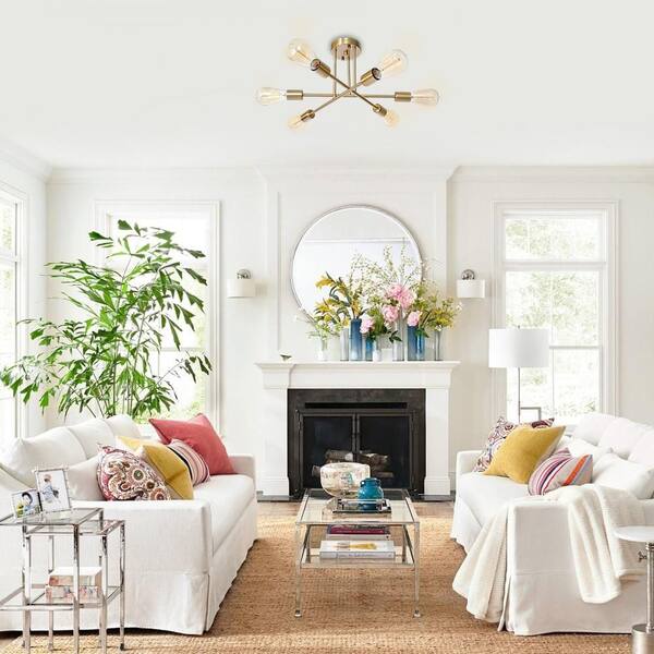 RRTYO Highlandville 23.62 in. 6-Light Brass Sputnik Semi Flush