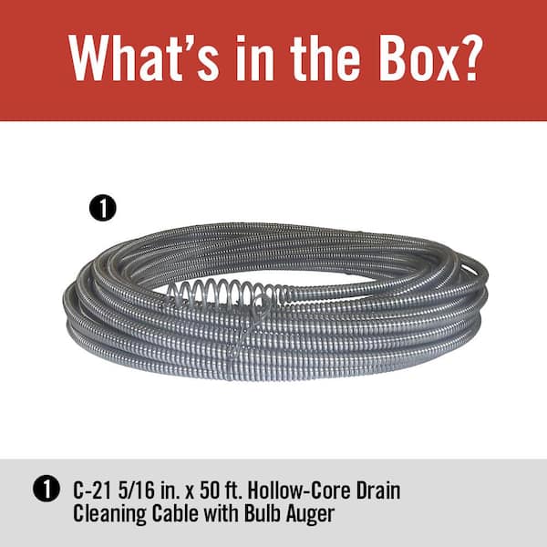RIDGID 89400 C-21 Cable 5/16" X 50 With Bulb Auger for sale online 