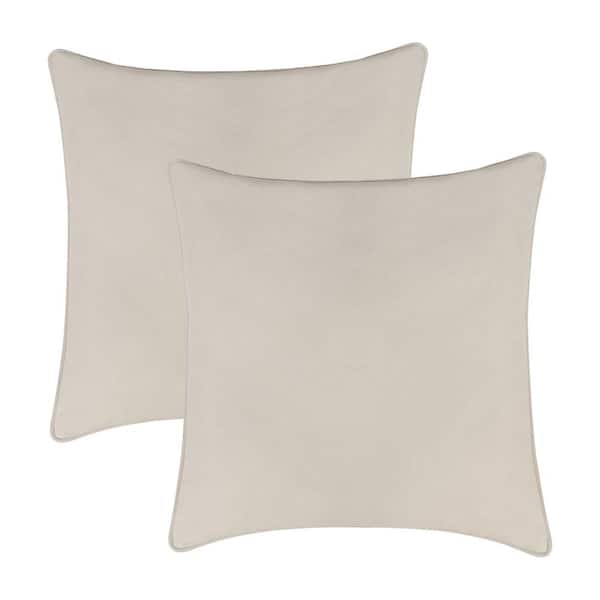 A1 Home Collections A1HC Cream Velvet Decorative Pillow Cover (Pack of 2) 18 in. x 18 in. Hidden YKK Zipper, Throw Pillow Covers Only