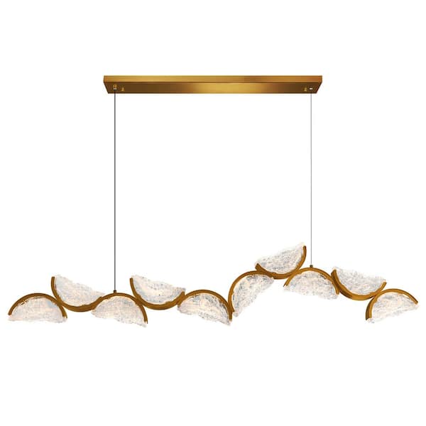 Moon 10 Light Integrated LED Brass Chandelier