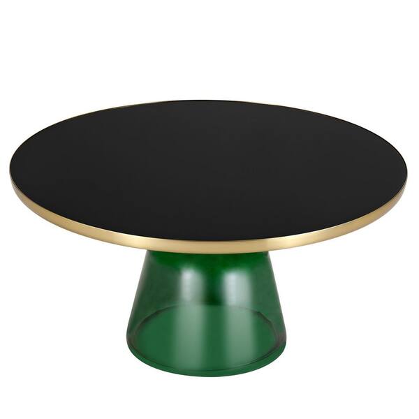 Leisuremod 30 in. Round Coffee Table Glass Tabletop with