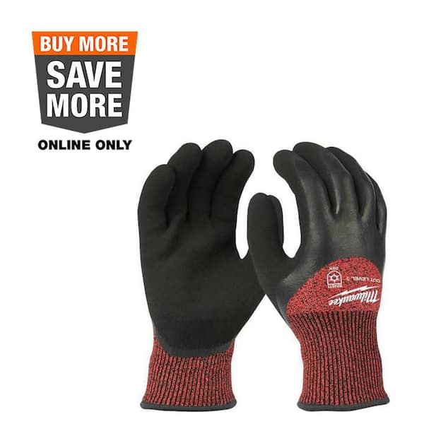 Milwaukee Medium Red Latex Level 3 Cut Resistant Insulated Winter Dipped Work Gloves
