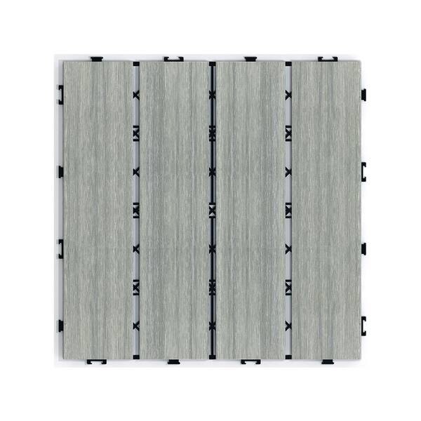 Afoxsos 1 ft. x 1 ft. Plastic Composite Deck Tile Set, All-Weather Easy to DIY and Maintain, Sky Grey (22-Pack)
