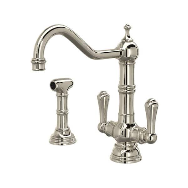 ROHL Edwardian Single Handle Standard Kitchen Faucet in Polished Nickel