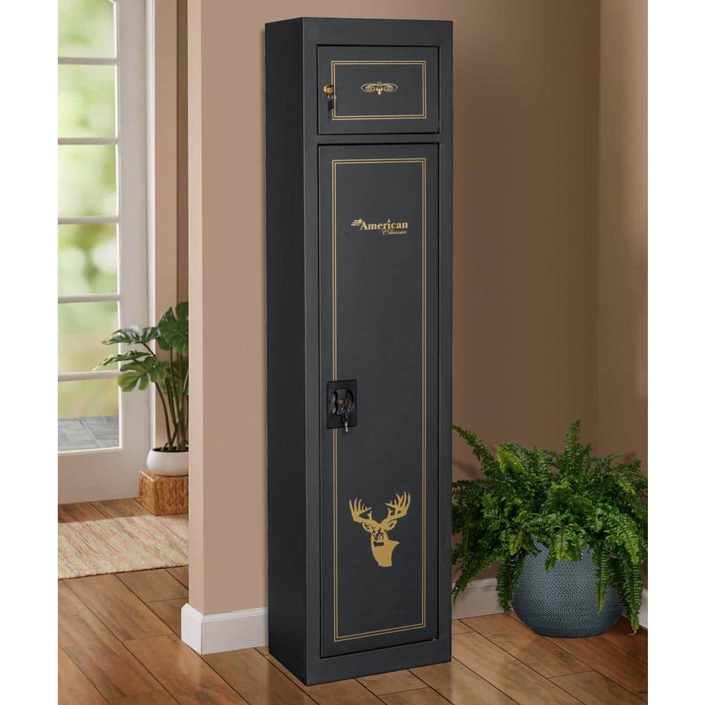 Black Metal 5-Rifle Gun Safe with Deer Decal