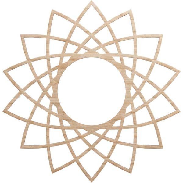 Ekena Millwork 24 in. x 24 in. x 1/4 in. Eleanor Wood Fretwork Pierced Ceiling Medallion, Alder