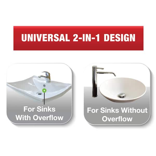 PF WaterWorks 2 in 1-Easy Pop-Up Plastic Pop-Up Drain, Chrome