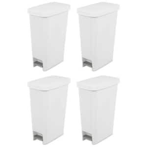 11 Gal. White Slim Hands-Free Portable Wastebasket Trash Can (4-Pack)