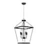 Maxax Hartford 4 -Light Black / Blue Lantern Square Chandelier With ...