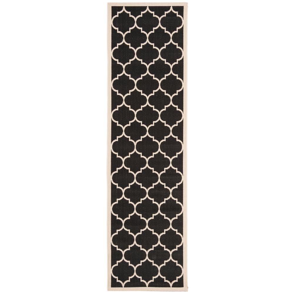 Courtyard Black/Beige 2 ft. x 20 ft. Moroccan Geometric Indoor/Outdoor Patio  Runner Rug price history on PriceWatchPro