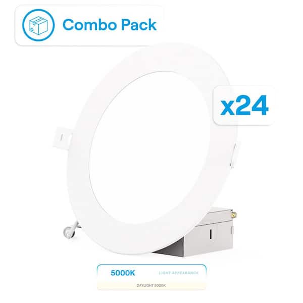 6 in. 5000K IC Rated New Construction Canless 85-Watt Equivalent Integrated LED Recessed Lighting Kit 24-Pack