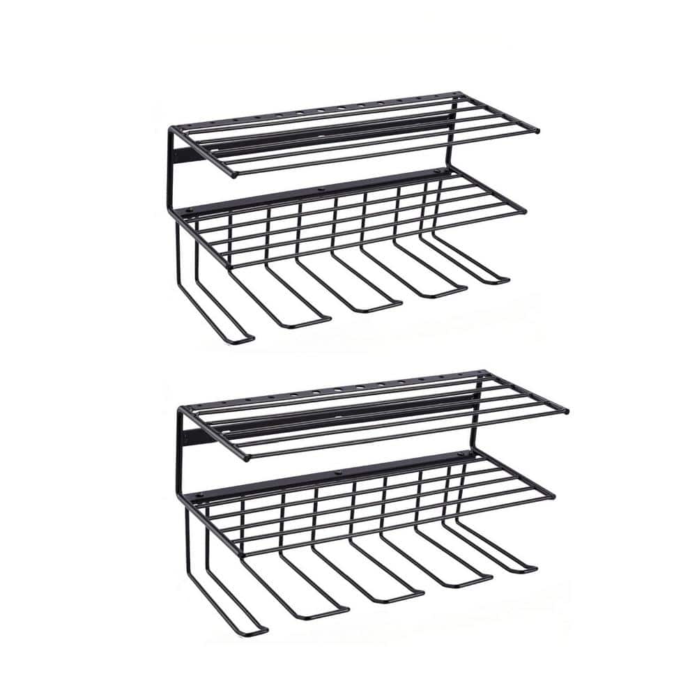 Drill Holer Wall Mount Power Tool Organizer with Shelf for Garage Organization, Black (2-Pack) price history on PriceWatchPro