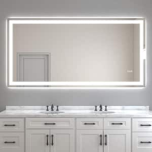 72 in. W x 36 in. H Rectangular Frameless LED Anti-Fog Wall Bathroom Vanity Mirror, Backlit & Front Light