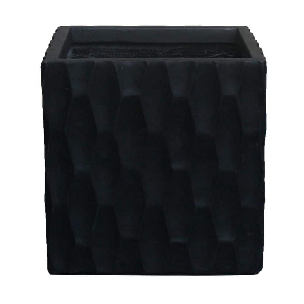 Lightweight Concrete Retro Square Outdoor Planter, Medium, 12 Inch Tall, Burnished Black price history on PriceWatchPro