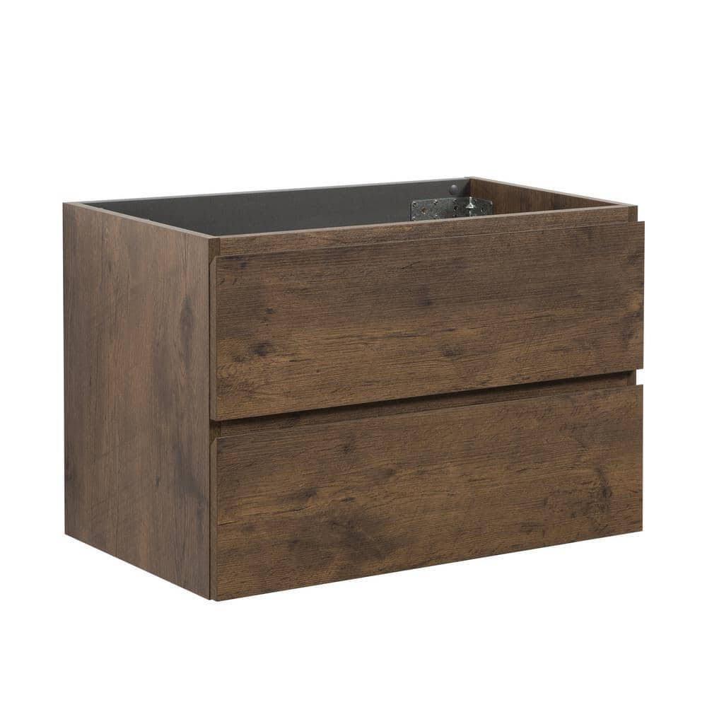 30" Walnut MDF Floating Bathroom Vanity with Soft Close Drawers