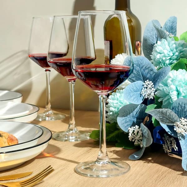 Wudkey Wine Glasses Set of 12, 12 oz. Clear Red/White Wine Cup, Long Stem Wine Glasses for Party, Wedding and Home