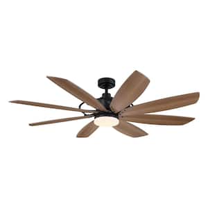 60 in. Indoor Black Ceiling Fan with 3000K LED, 6-Speeds Remote Control, Reversible DC Motor