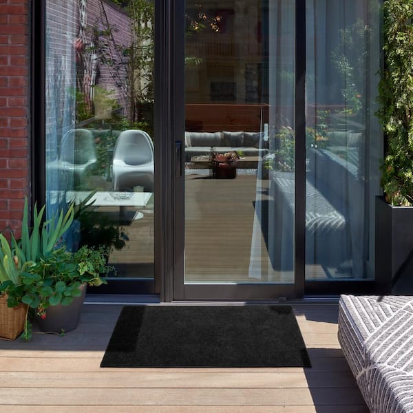 Essentials doormat 2 ft. x 4 ft. Black Solid Indoor/Outdoor Patio Kitchen Area Rug