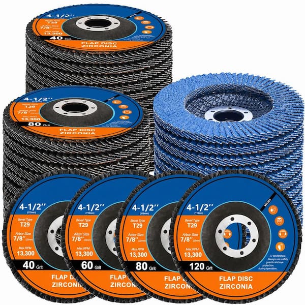 40-Pack Flap Discs 4 1/2 in. Angle Grinder Sanding Disc T29 40/60/80/120 Grit Zirconia for Metal Wood