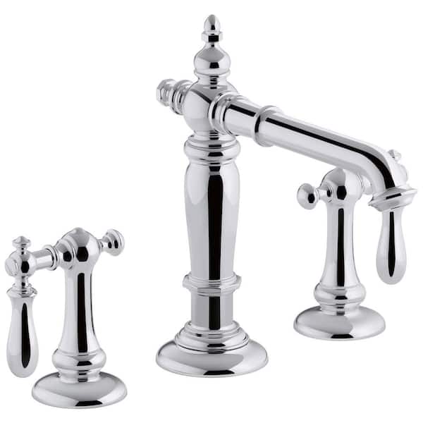 KOHLER Artifacts Widespread Bathroom Sink Spout with Column Design, Polished Chrome