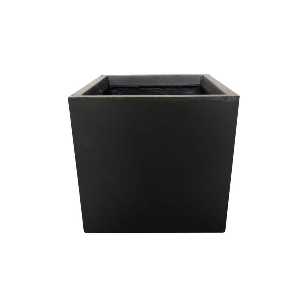 Rosemead Home & Garden, Inc. 10" Wide Kante Lightweight Modern Outdoor Concrete Square Planter Charcoal Black