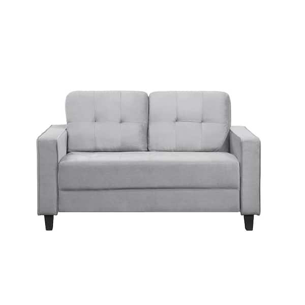 Unbranded Smitch 60.63 in. Light Gray Solid Velvet Loveseat (2-Seat)