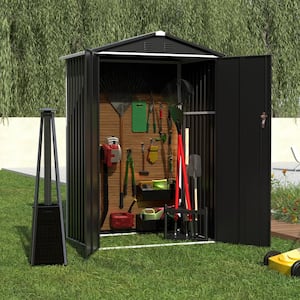 4 ft. x 3 ft. Metal Outdoor Garden Storage Shed with Door and Waterproof Roof, Freestanding Cabinet in Black