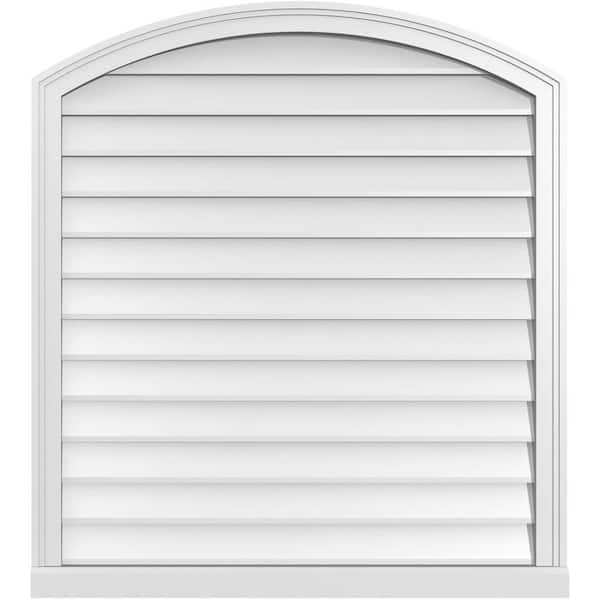 Ekena Millwork 36 in. x 40 in. Arch Top Surface Mount PVC Gable Vent: Functional with Brickmould Sill Frame
