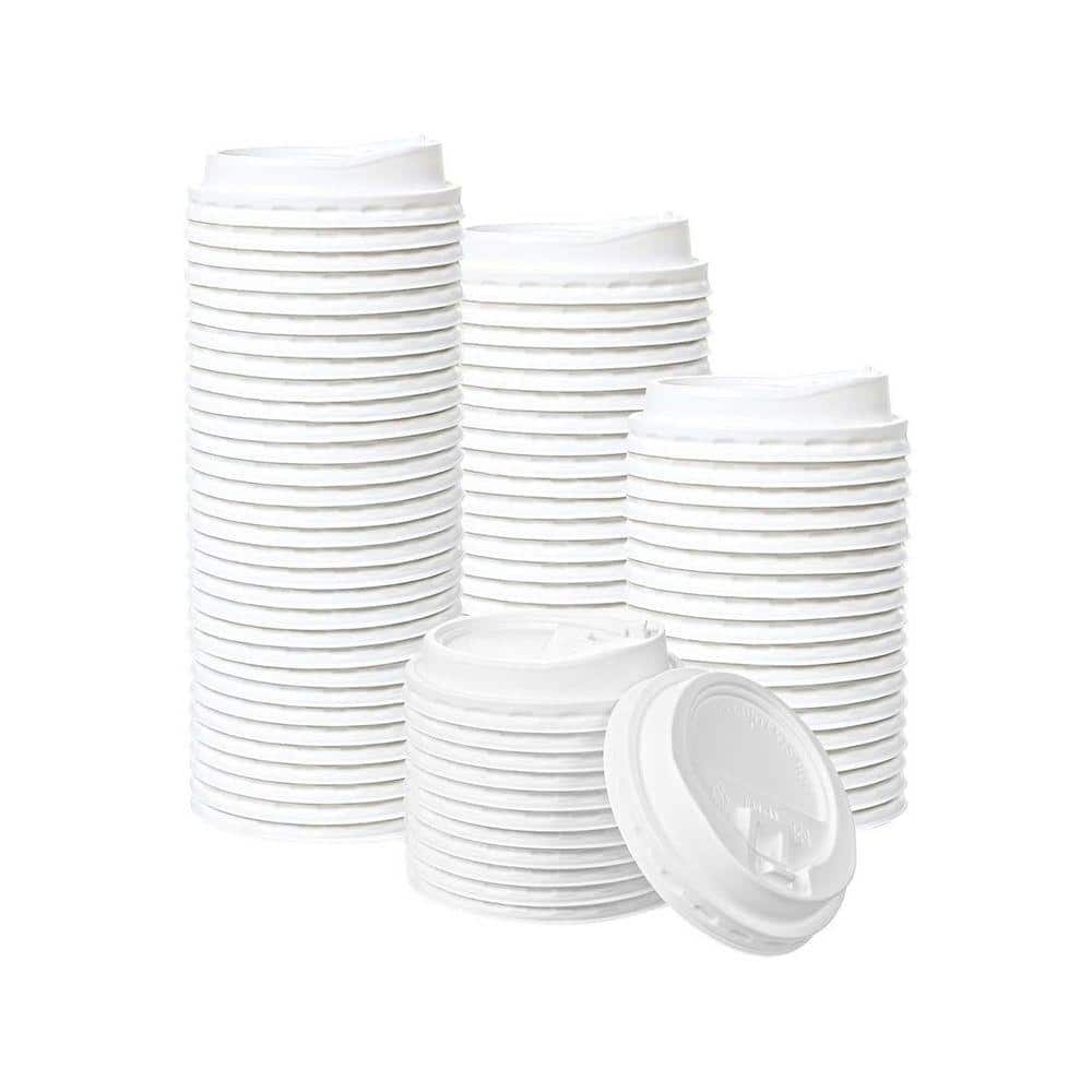 Lynzavix White Neutral Disposable Plastic Coffee Cup Lids Hot