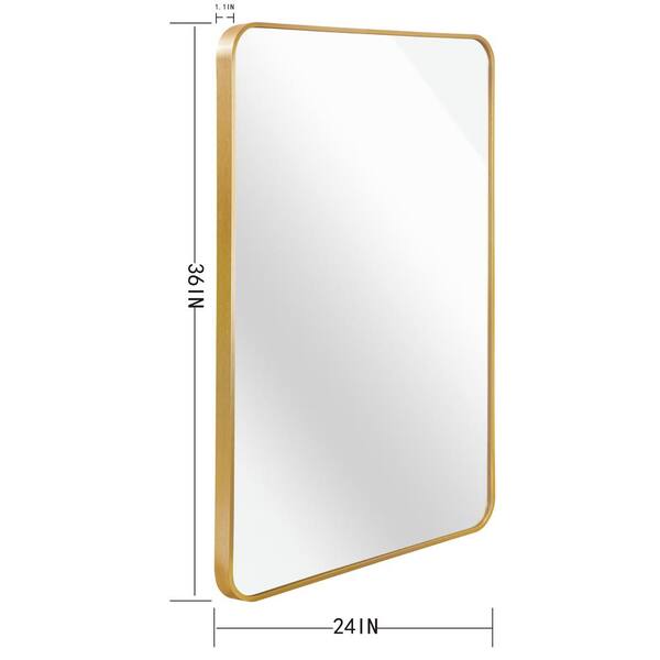 HUOVTR Ta. 24 in. W x 36 in. H Gold Rectangle Framed Mirror GD2436