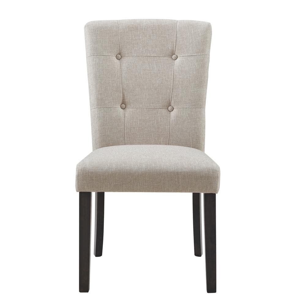Beige Linen Upholstered Tufted Side Chair Set