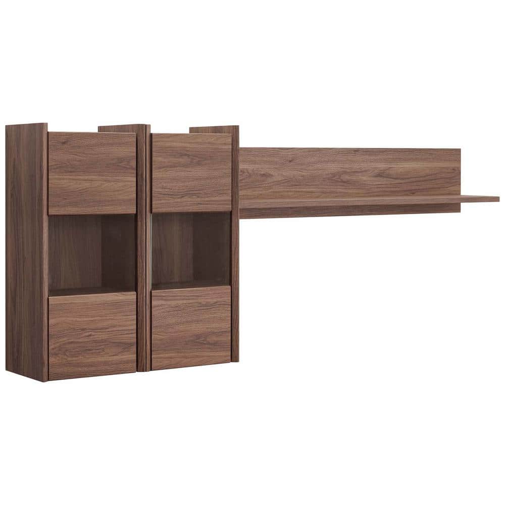 Visionary Mid-Century Walnut Wall Mounted Shelf Unit