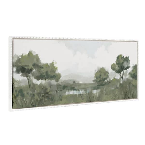 Kate and Laurel Modern Abstract Tree Landscape Wall Art" 1-Piece White Framed Canvas Art Print, 18 in. x 40 in.