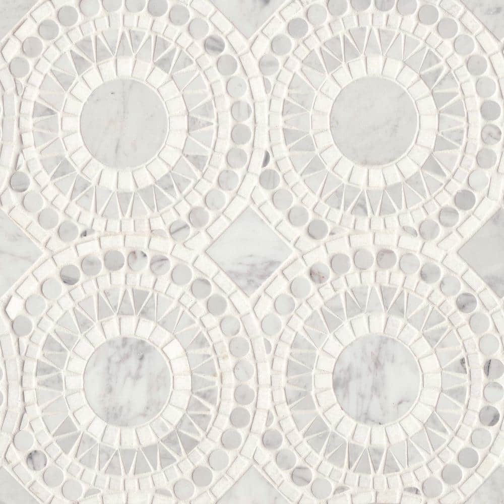 Solis Circle 14 in. x 14 in. Honed White Carrara/White Thassos Marble Mosaic Tile (7.05 sq. ft./Carton) price history on PriceWatchPro