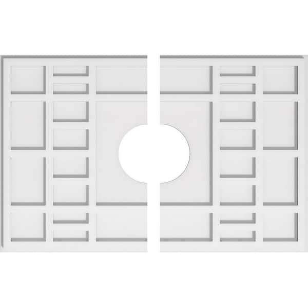 Ekena Millwork 30 in. W x 20 in. H x 6 in. ID x 1 in. P Beaux Architectural Grade PVC Contemporary Ceiling Medallion (2-Piece)