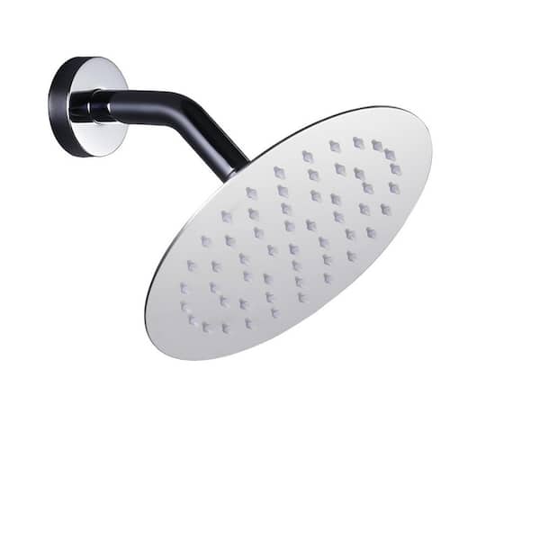 1-Spray Pattern with 1.8 GPM 8 in. Round Wall Mount Rain Fixed Shower Head with 360° Swivel in Polished Chrome