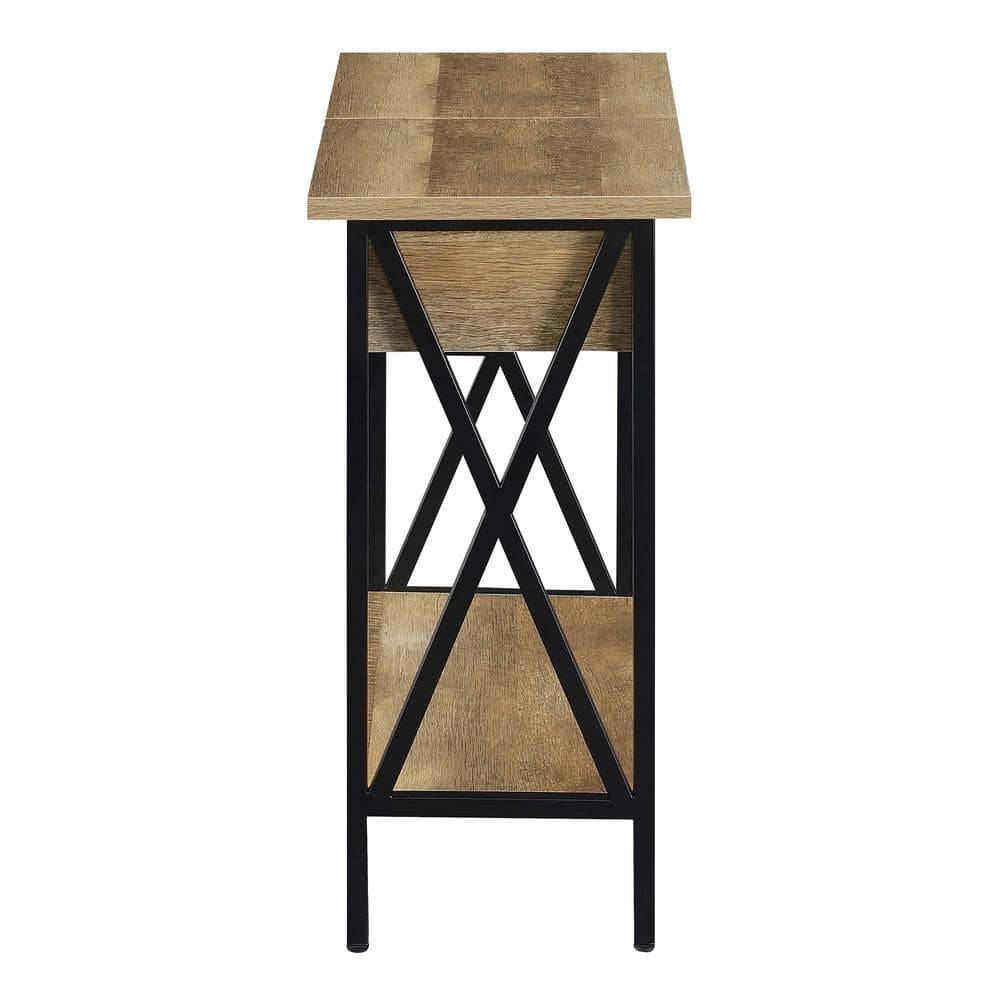 Tucson Weathered Barnwood & Black Flip Top End Table with Charging Station