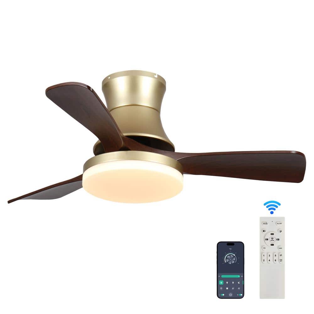 42 in. Smart Indoor Golden Standard Flush Mount Ceiling Fan with Integrated