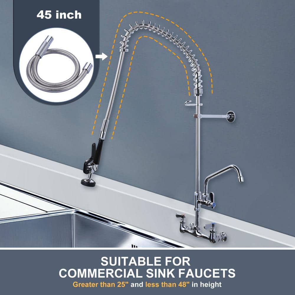45 Inch Polished Chrome Stainless Steel Flexible Kitchen Sprayer Hose