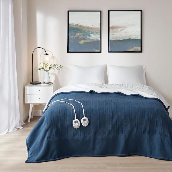 Serta Fleece to Sherpa Blue Fleece Full Electric Blanket