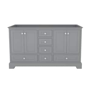 58.74 in. W x 21.42 in. D x 33.54 in. H Freestanding Bath Vanity Cabinet without Top in Grey