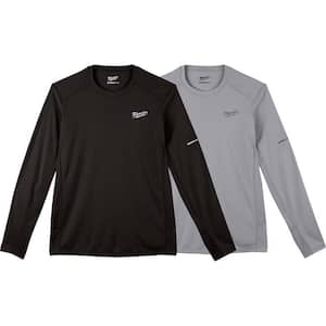 Men's X-Large Black and Gray WORKSKIN Light Weight Performance Long Sleeve T-Shirt (2-Pack)