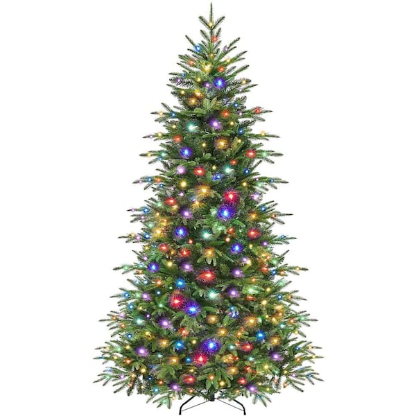 7.5 ft. Pre-lit Artificial Christmas Tree with 9-Light Modes and Stand