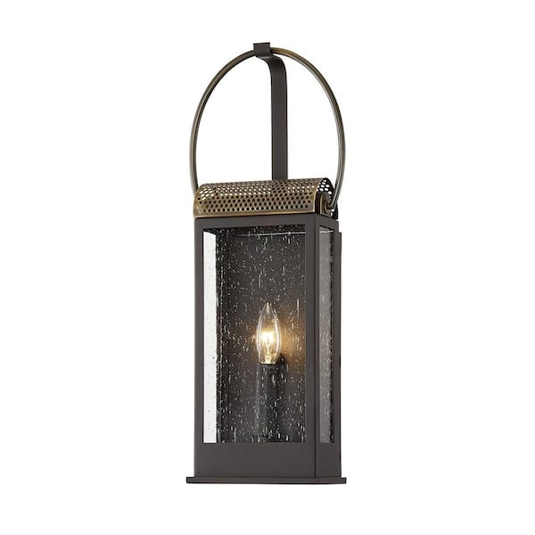 Troy Lighting Holmes 1Light Bronze and Brass Wall Sconce with Clear