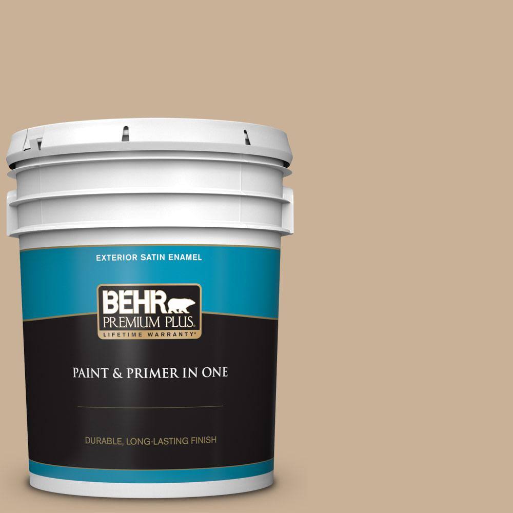 BEHR PREMIUM PLUS 5 gal. MQ246 Basswood Satin Enamel Exterior Paint
