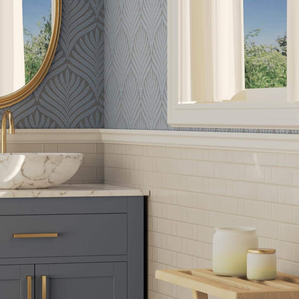 Primed Beige Urethane Geometric Chair Rail Moulding