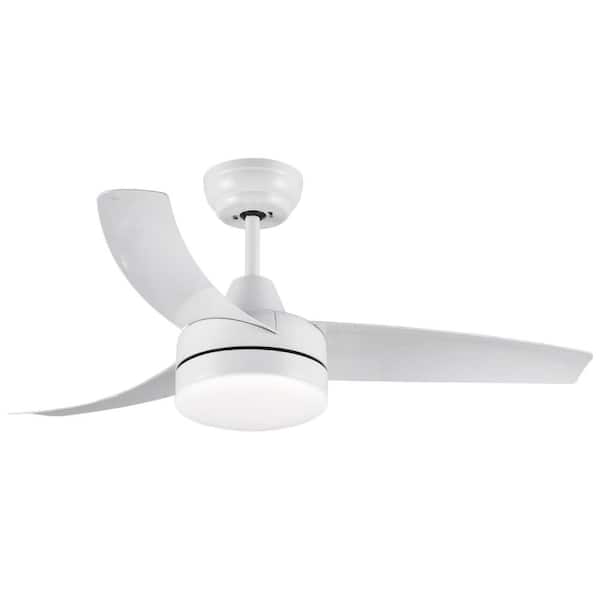 PUDO 42 in. Integrated LED Indoor White Ceiling Fan Lighting with Remote